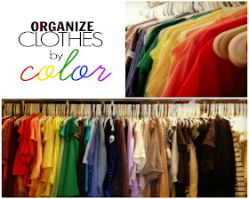 closet organization, organize clothes by color