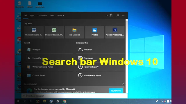 حل مشكلة اختفاء مربع البحث في شريط المهام واظهارة في ويندوز 10 search