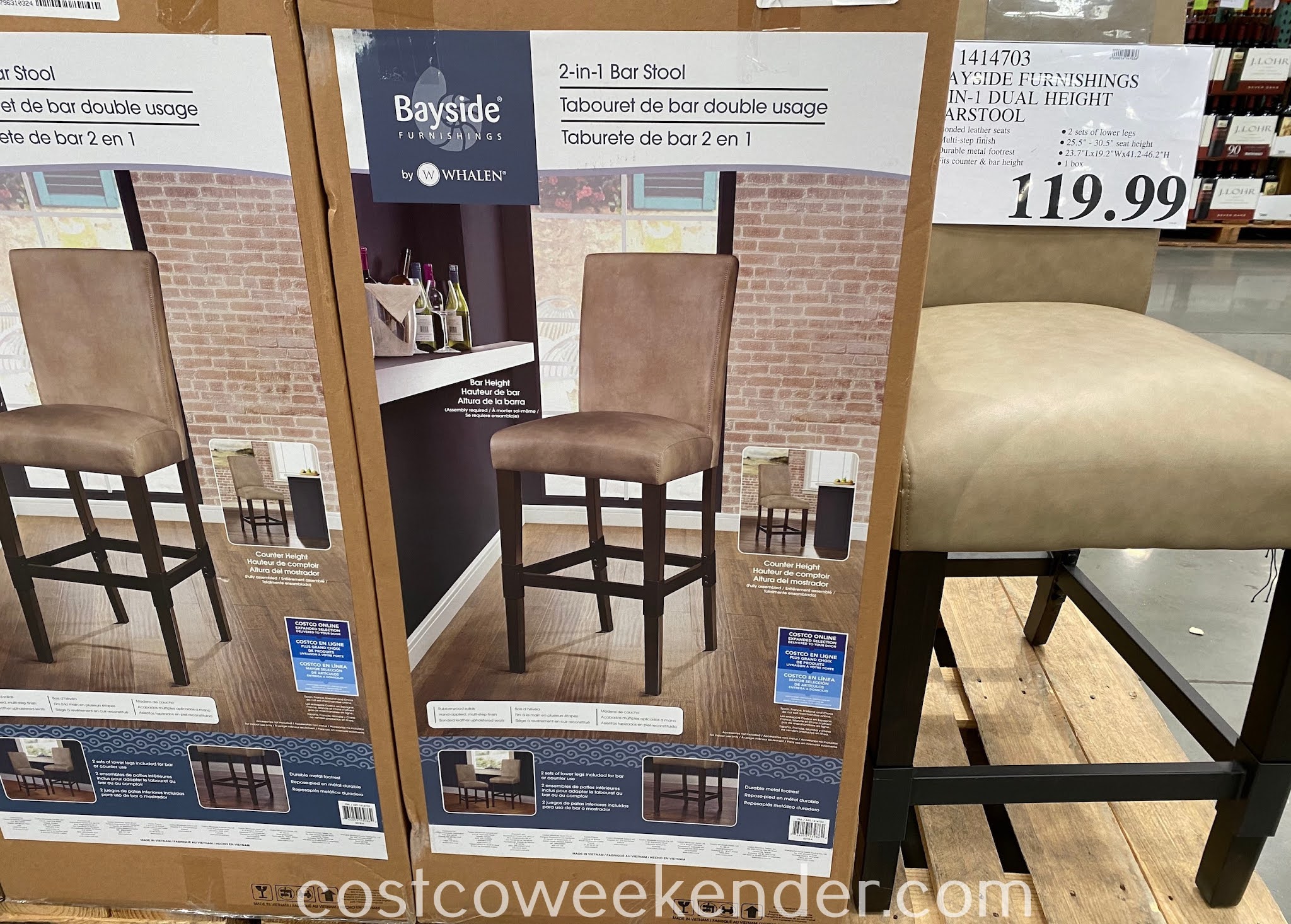 bayside furnishings 2in1 dual height bar stool  costco