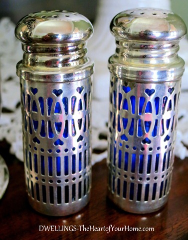 English cobalt blue and silver salt and pepper