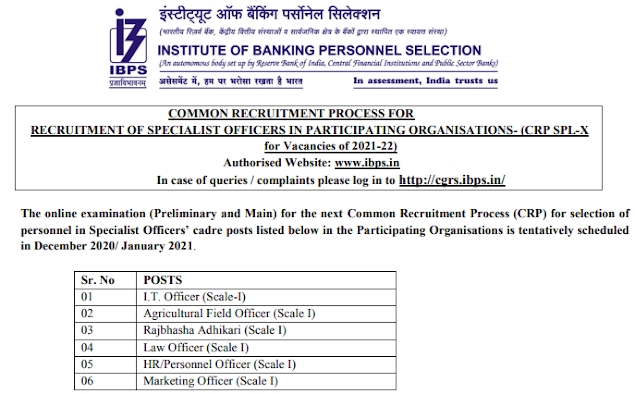 IBPS SO 2020 Notification