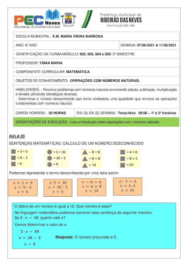 Números Naturais - Termo Desconhecido - Tânia Maria