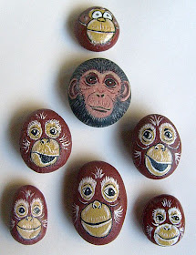 painted rocks, monkeys, rock painting, critters