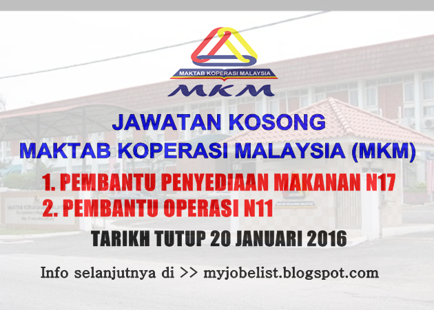 Jawatan Kosong Di Maktab Koperasi Malaysia Mkm 20 Januari 2016
