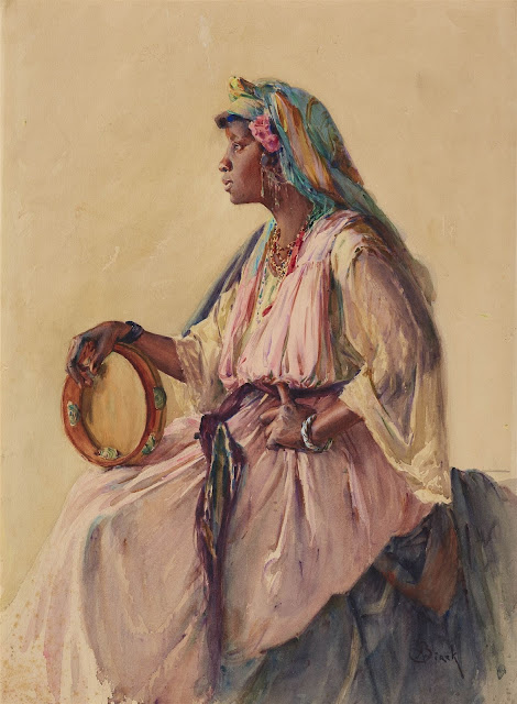 Danseuse Algérienne tenant un tambourin par Alphonse Birck