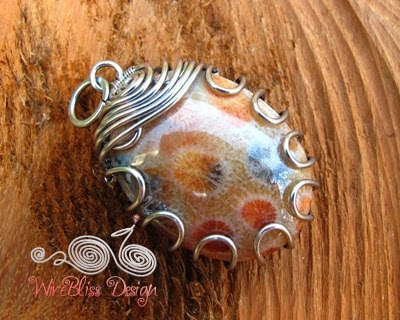 Wire Wrapped Fossilized Coral Pendant
