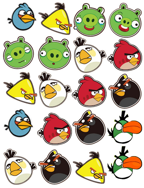 Free Printable Angry Birds Stickers, Toppers or Labels. 