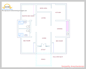 small budget house plan - 129 Square meter (1390 Sqft) - October 2011