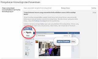 Tag facebook, setting kronologi