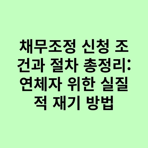 채무조정 신청 조건과 절차 총정리: 연체자 위한 실질적 재기 방법