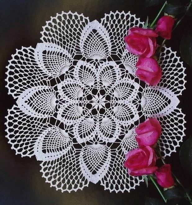 Crochet Doily Pattern - Pineapple doily - lace doily - white round 28 row - no:21