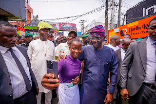 Governor of Lagos State, Babajide Sanwo-Olu, visits Computer Village market in Ikeja, Lagos