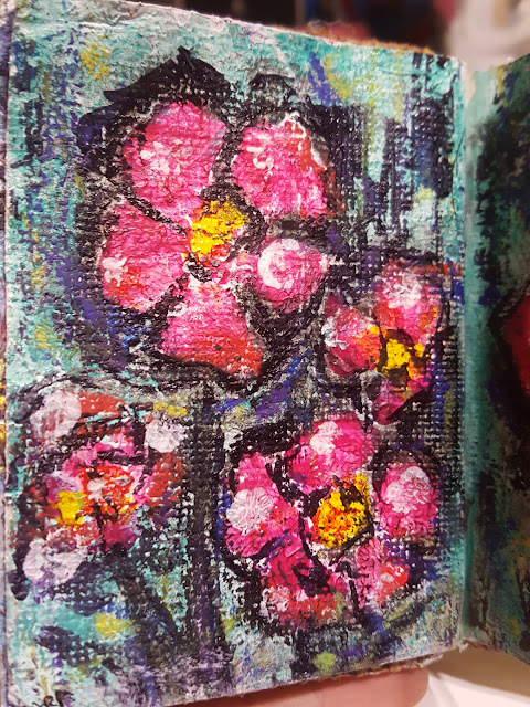 artjournal flores rosas pintado con acrilico