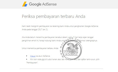 Pembayaran Google Adsense bulan Januari 2017