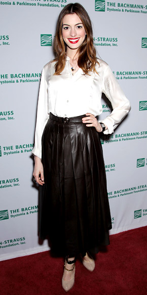 Leather? For a Skirt? Anne Hathaway Shows Us How.