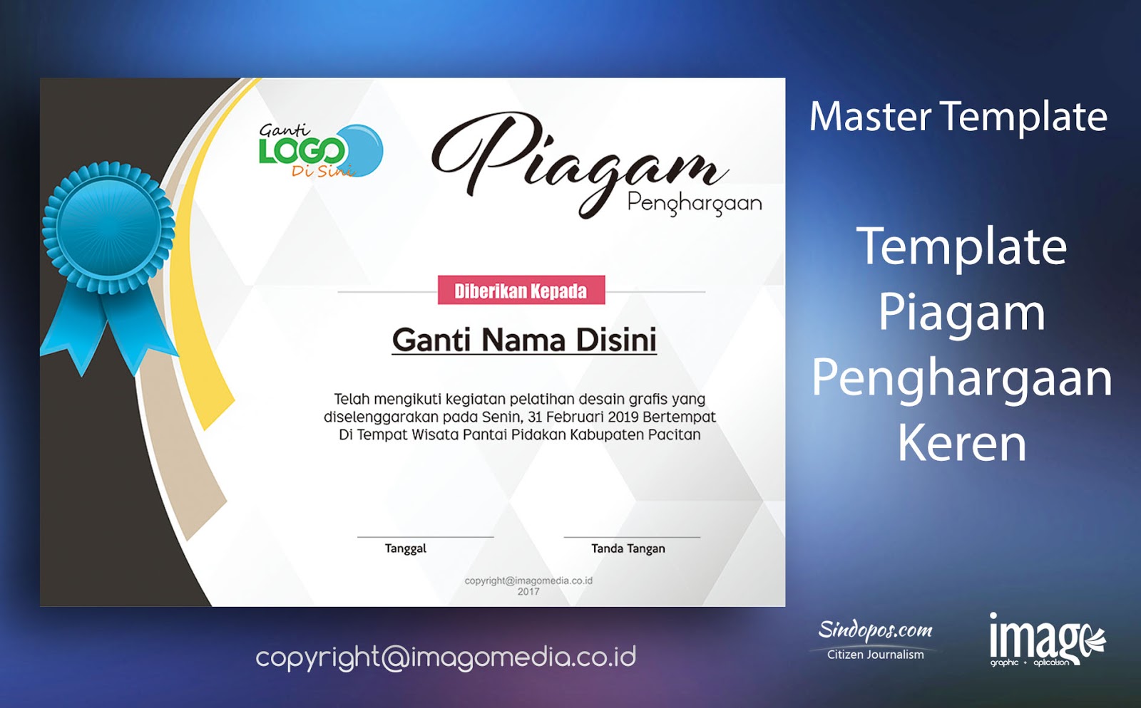 Download Desain Template Piagam Penghargaan Keren  Imago 