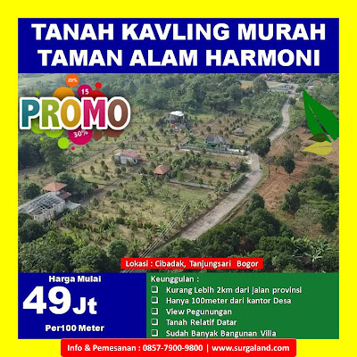 0857-7900-9800 | Jual Murah Kavling Taman Alam Harmoni Bogor Mulai 49 Juta 100 Meter