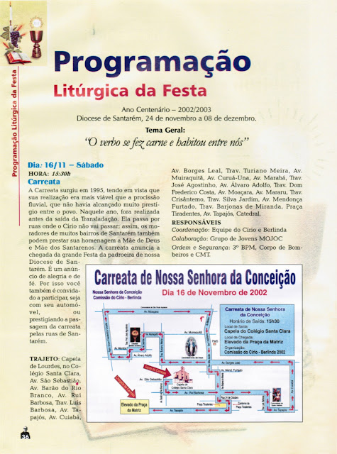 PROGRAMA DA FESTA DE NOSSA SENHORA DA CONCEIÇÃO – 2002 – Santarém – Pará - Brasil