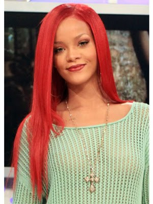 rihanna long red hair pictures. rihanna red hair long.