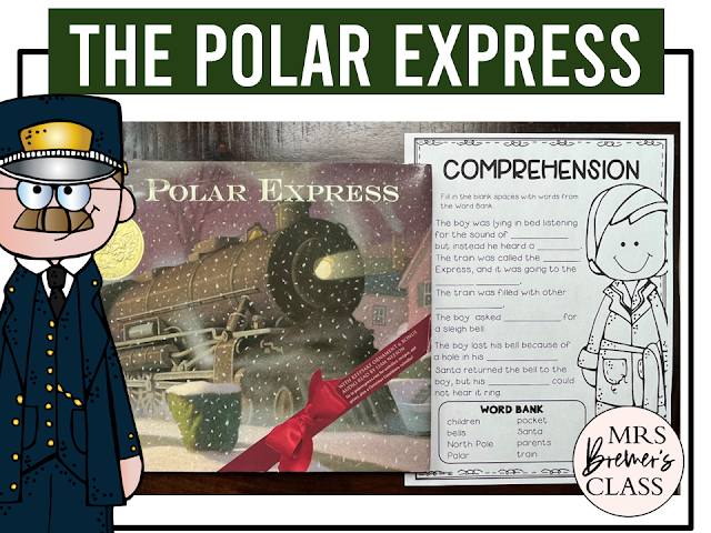 The Polar Express book activities unit with literacy printables, reading companion activities, and a craft for Christmas in Kindergarten and First Grade