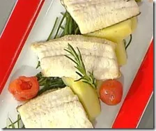 Rombo con patate, pomodorini e agretti