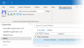 MessageExport tab in Outlook 365