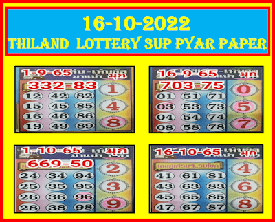 Thailand Lottery 3up Payer Paper 16-10-2022-Thai Lottery 100% Sure Pyar Paper 16-10-2022.