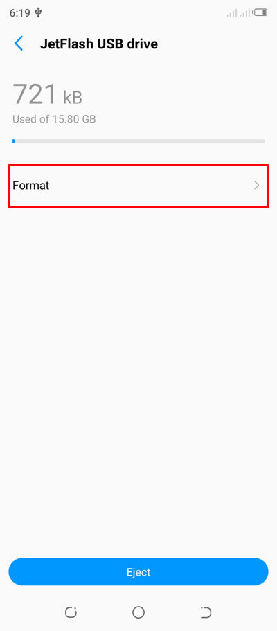 formatting usb flash drive using android phone