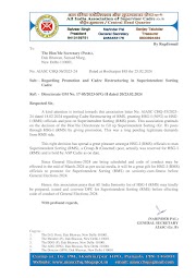 AIASC (Gr. B) CHQ writes to the Hon'ble Secretary (Posts), New Delhi regarding promotion and Cadre Restructuring in Superintendent Sorting (RMS) Cadre