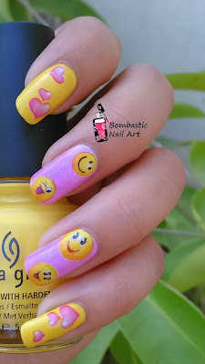 Heart smiley nail art