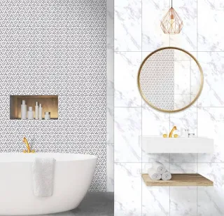 Gambar Keramik kamar mandi warna putih yang bagus