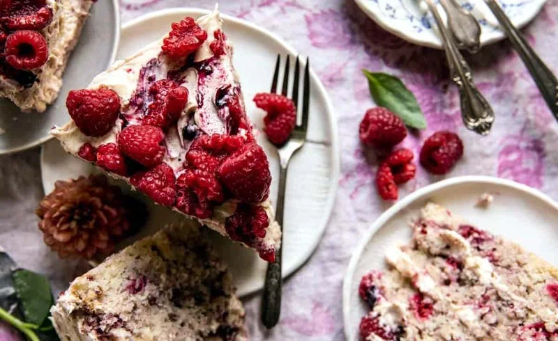 Smashed Raspberry White Chocolate Layer Cake