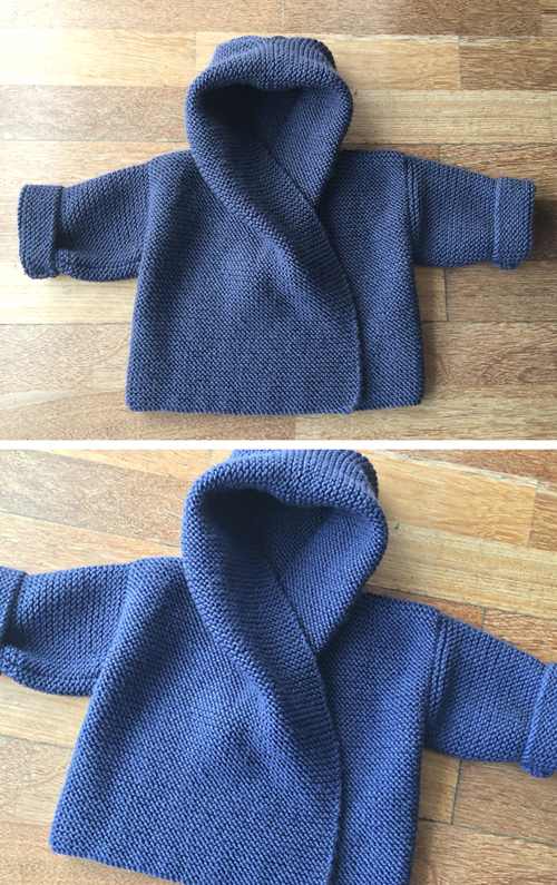 Baby Hooded Wrap Cardigan - Knitting Pattern 