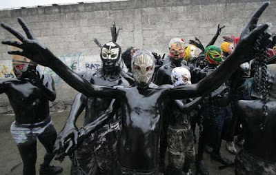 boys of weird make-up in mexico carnial