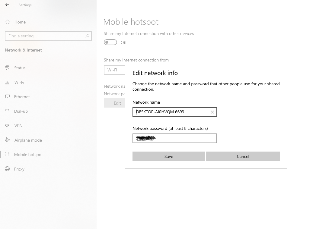 Change Mobile/Wi-Fi Hotspot Password