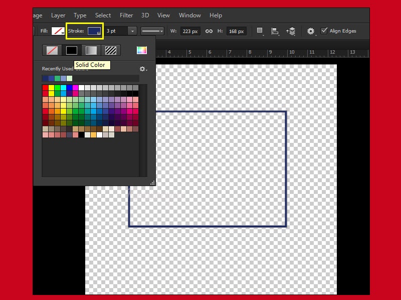 Membuat warna pada garis rectangel photoshop