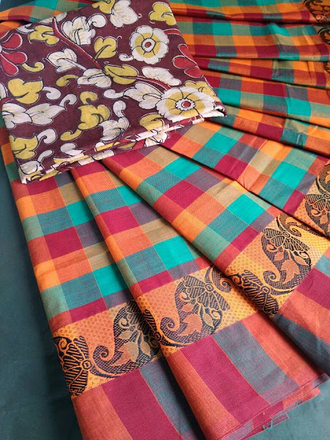 Chettinad cotton checked sarees