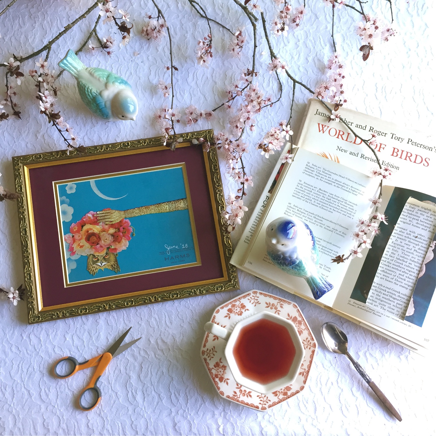 World Collage Day, World Collage Day 2019, collage making, paper collage, Mrs. Grosvenor Contemplates the Evolution of Her Next Tea Party and Owl #1 by June Anderson of Under The Plum Blossom Tree blog