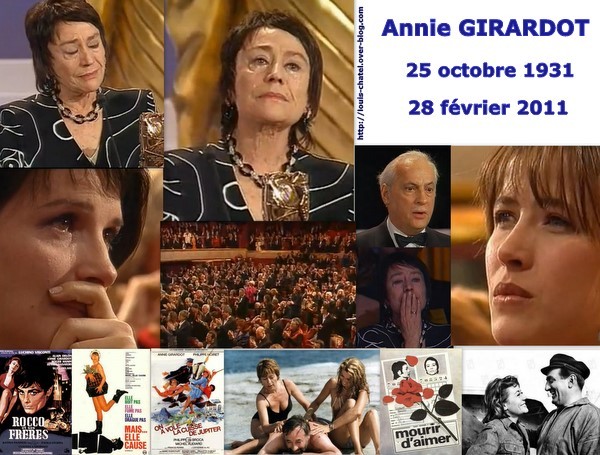 Mosaïque avec des images d'Annie Girardot lors de la remise de son césar