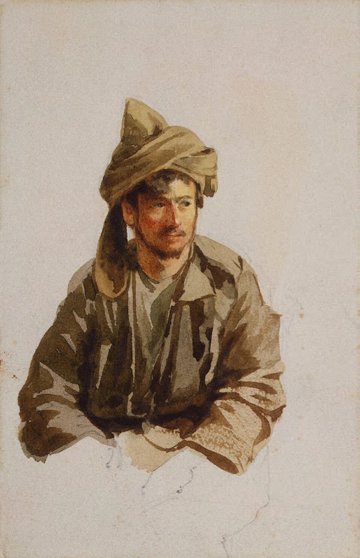 Seated Mountaineer. Study by Luigi Premazzi - Portrait Drawings from Hermitage Museum