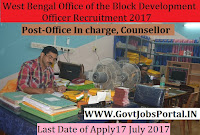 West Bengal Office of the Block Development Officer Recruitment – Office In charge, Counsellor