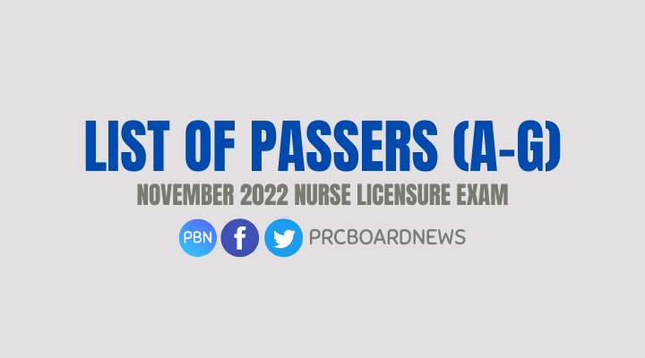 A-G Passers: November 2022 NLE nursing board exam result