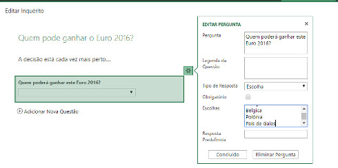 recolher opinião usando o excel