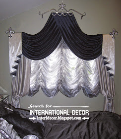 Silver and black swag curtains, French bedroom curtains 2015