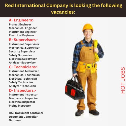 Red International Company is looking the following vacancies: