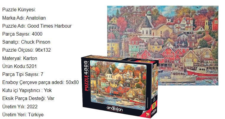 Anatolian Puzzle - Good Times Harbour, 4000 Piece Puzzle, #5201
