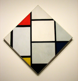 Mondrian. Tableau No. IV; Lozenge Compostion with Red, Gray, Blue, Yellow and Black gallery wall