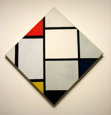 Mondrian. Tableau No. IV; Lozenge Compostion with Red, Gray, Blue, Yellow and Black gallery wall