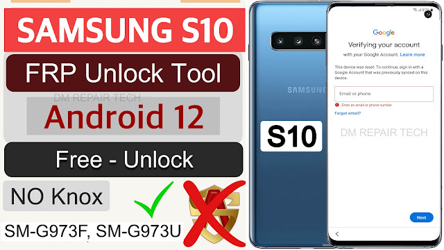 FRP Unlock Samsung S10 Android 12 Google Account Bypass