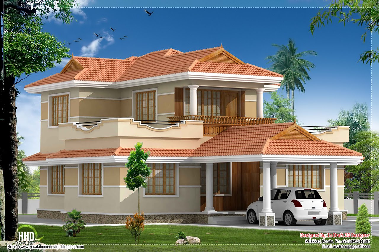 model villa design by in draft 3d designer palakkad kerala
